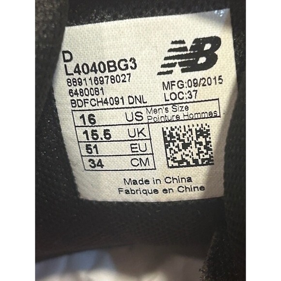 New Balance Fantom Fit REV Lite Steel Baseball Cleats Black Gold NIB - Size‎ 16 - Picture 11 of 13